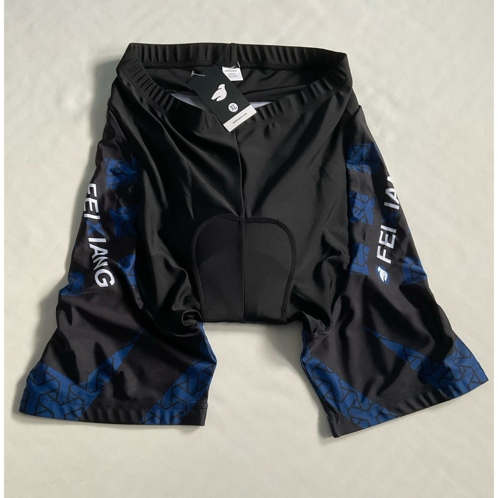 Fexiang Mens Cycling Short‎ Padded Mountain black  Blue Size XL